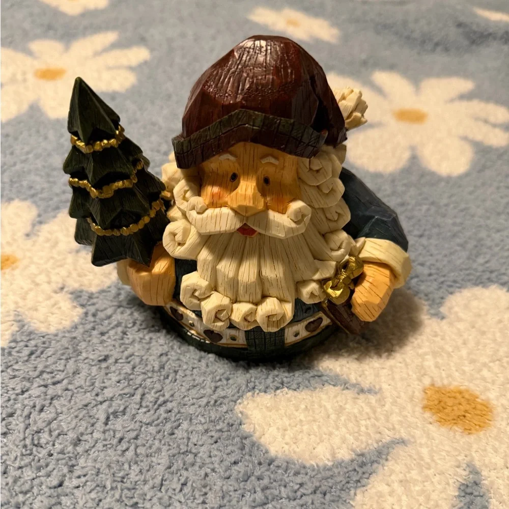 Herco Gift Professional Charming Roly Poly Santa Claus Figurine W Christmas Tree - Picture 1 of 3